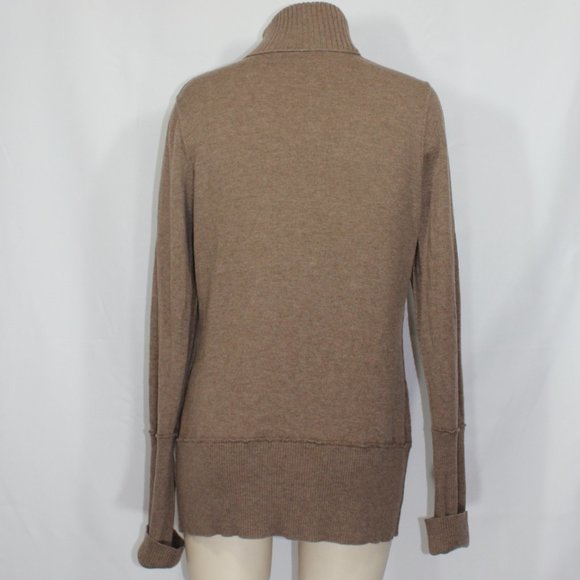 Tory Burch Giselle Rib-Trim Slim Long Sleeve Sweater Mock neck Brown Size  XL - Picture 4 of 12